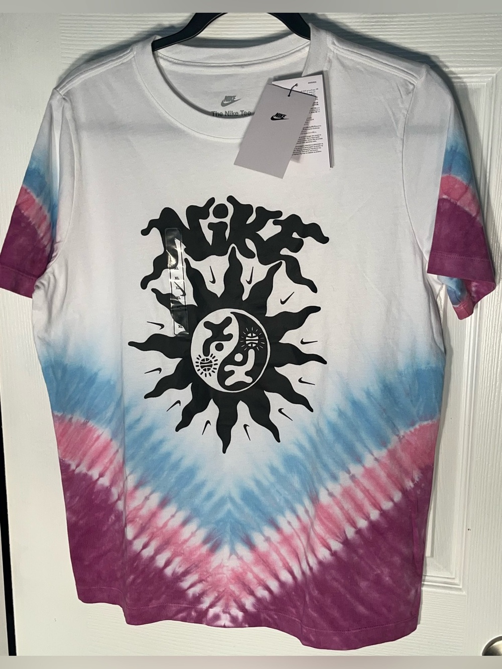 NWT Nike Girls Basketball Sun White Blue Pink Purple Tie Dye Tee T Shirt Size XL